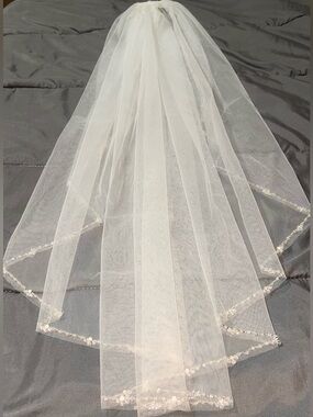 Tulle veil with beaded edge